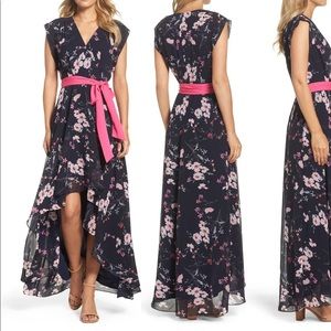 Eliza J High/Low Floral Faux Wrap Maxi Dress